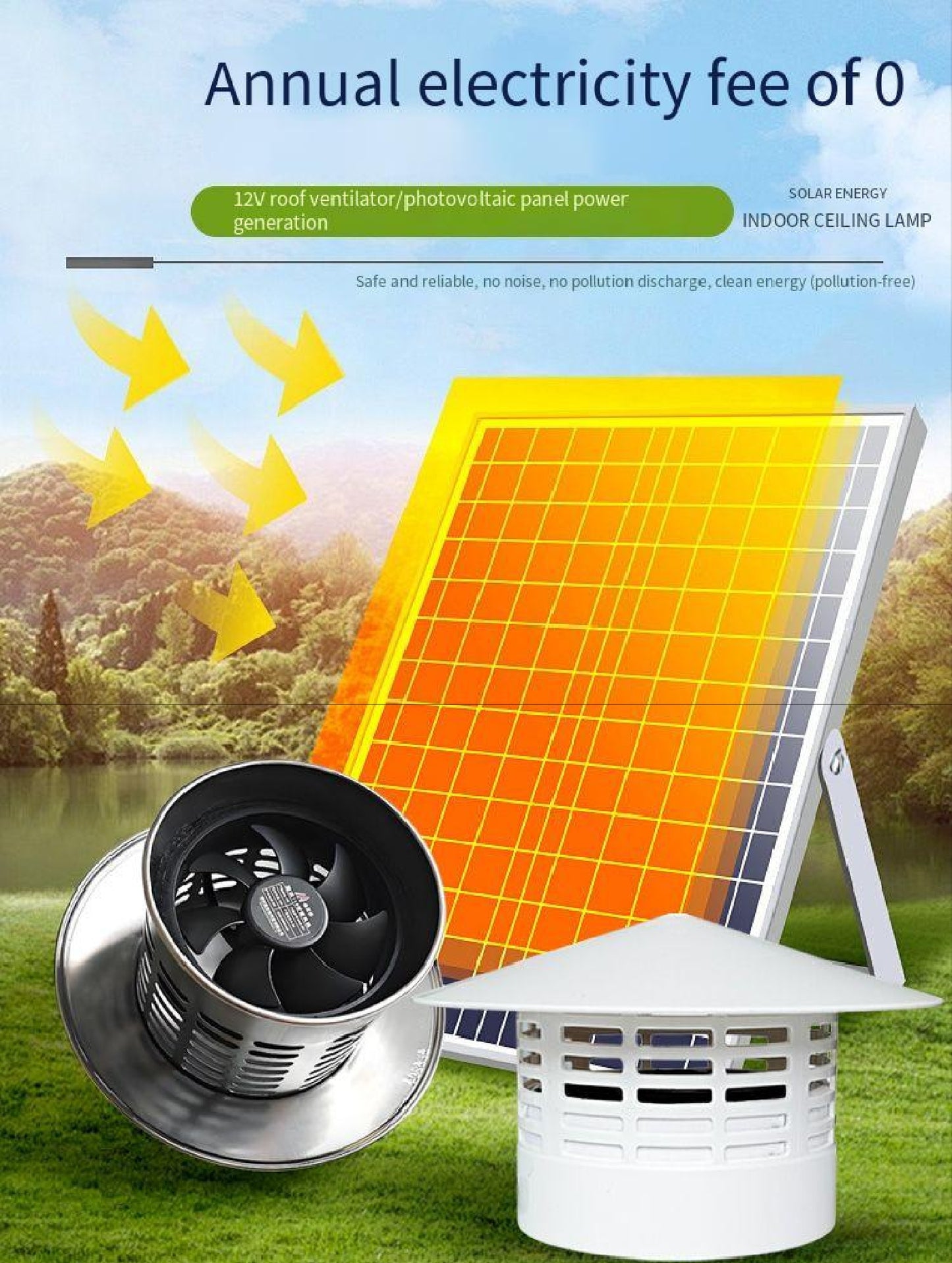 12v110 Photovoltaic DC solar roof duct fan Ventilation