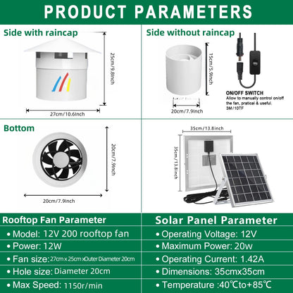 12v110 Photovoltaic DC solar roof duct fan Ventilation