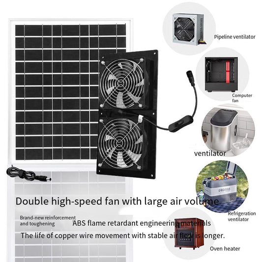 Solar powered household DC high-speed 12V dual cooling fan